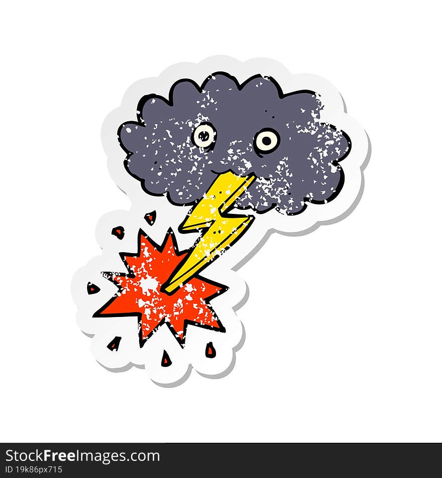 Retro Distressed Sticker Of A Cartoon Storm Cloud