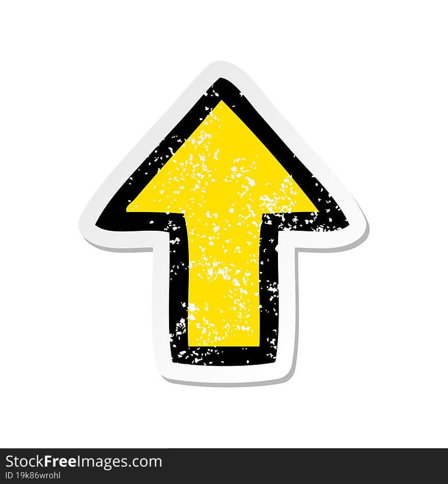 distressed sticker of a cute cartoon directional arrow