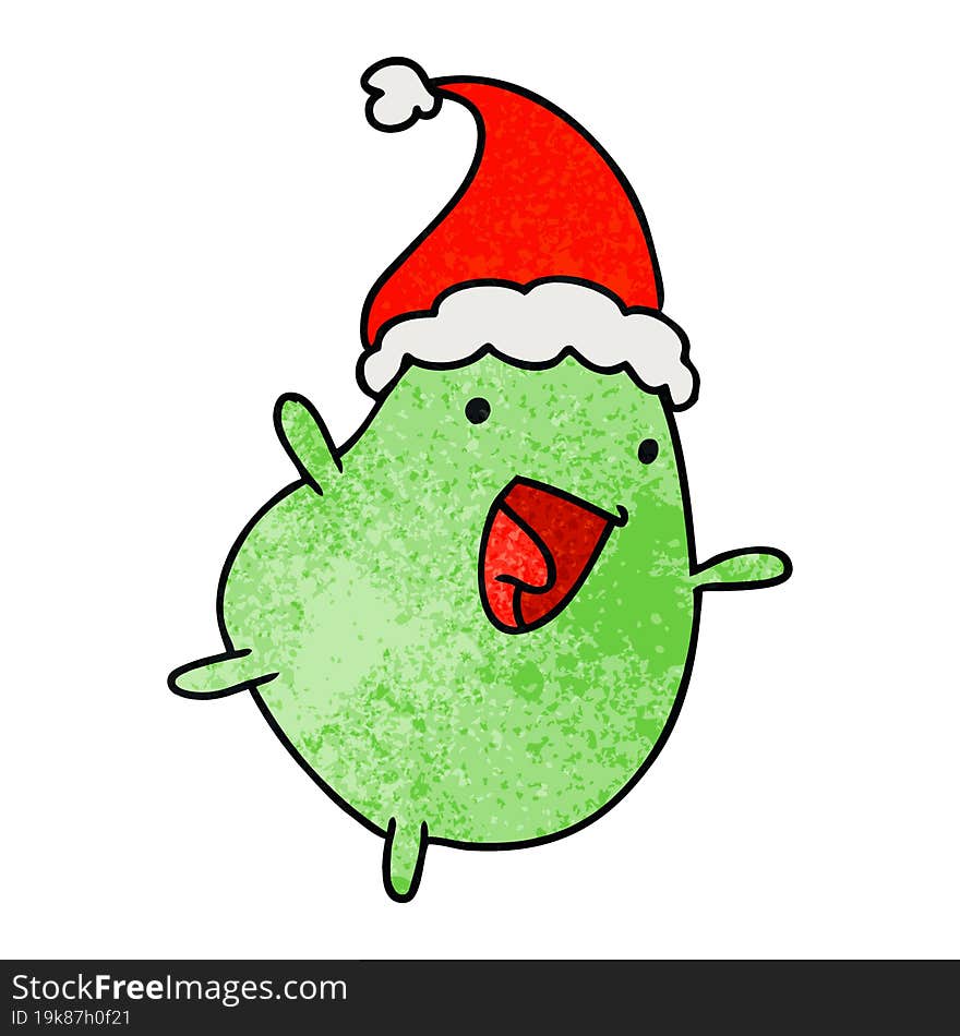 Christmas Textured Cartoon Of Kawaii Bean