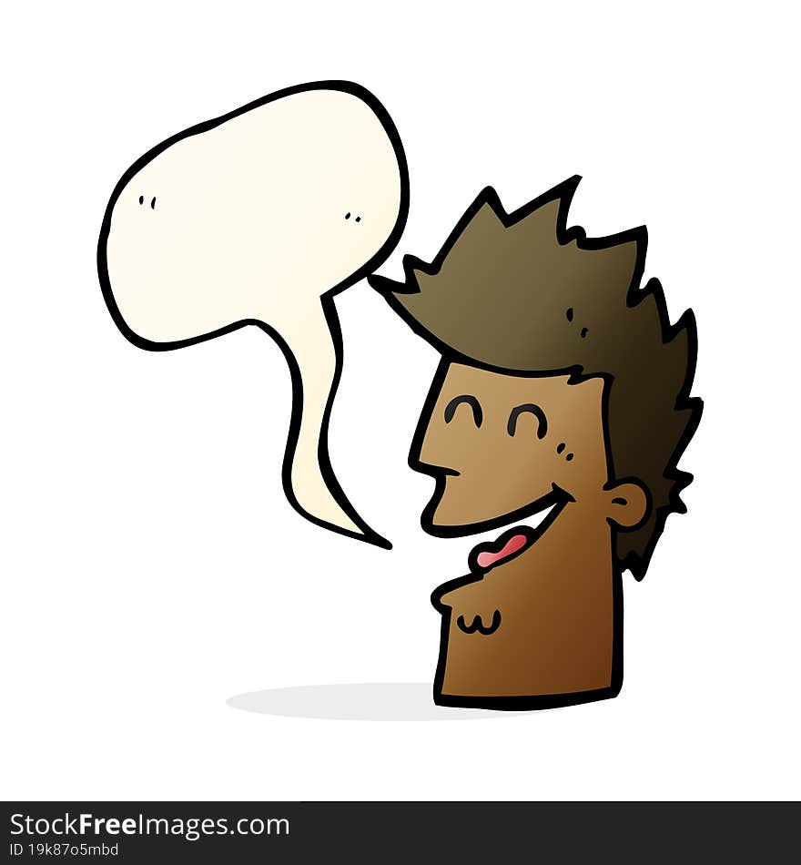 Cartoon Happy Man With Speech Bubble