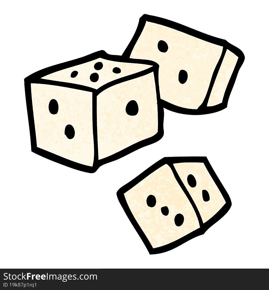 Grunge Textured Illustration Cartoon Dice