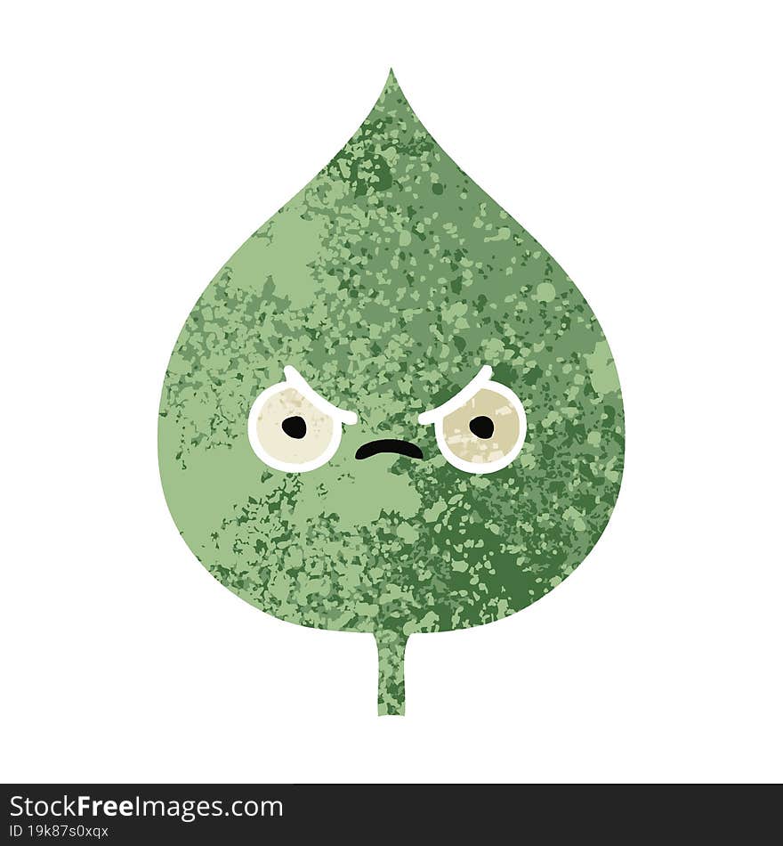 retro illustration style cartoon of a expressional leaf