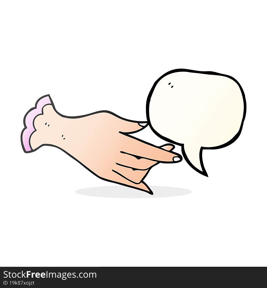 freehand drawn speech bubble cartoon hand