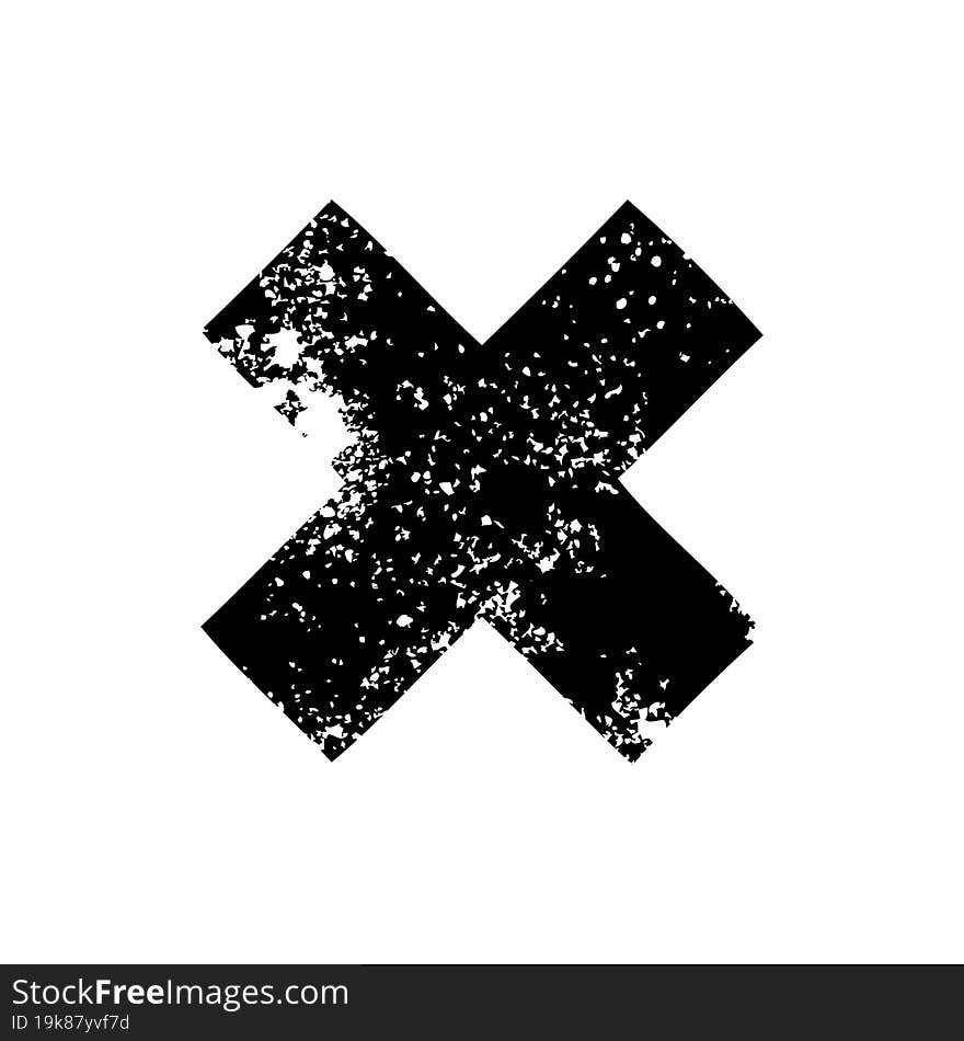 distressed symbol of a multiplication symbol