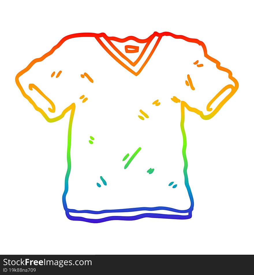 Rainbow Gradient Line Drawing Cartoon Tee Shirt