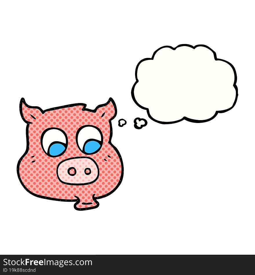 freehand drawn thought bubble cartoon pig