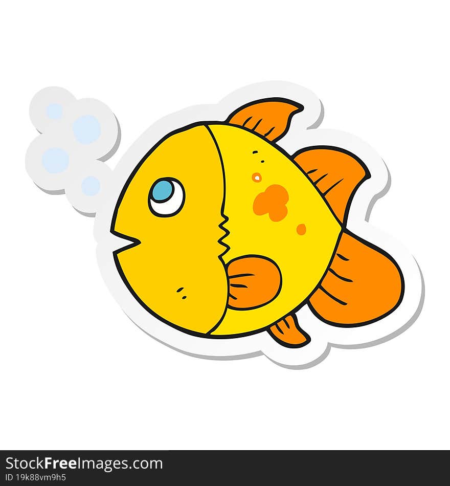 Sticker Of A Cartoon Fish