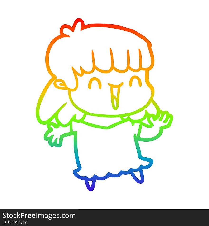 rainbow gradient line drawing of a cartoon woman