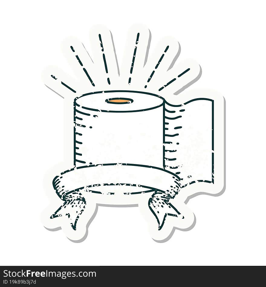 grunge sticker of tattoo style toilet paper