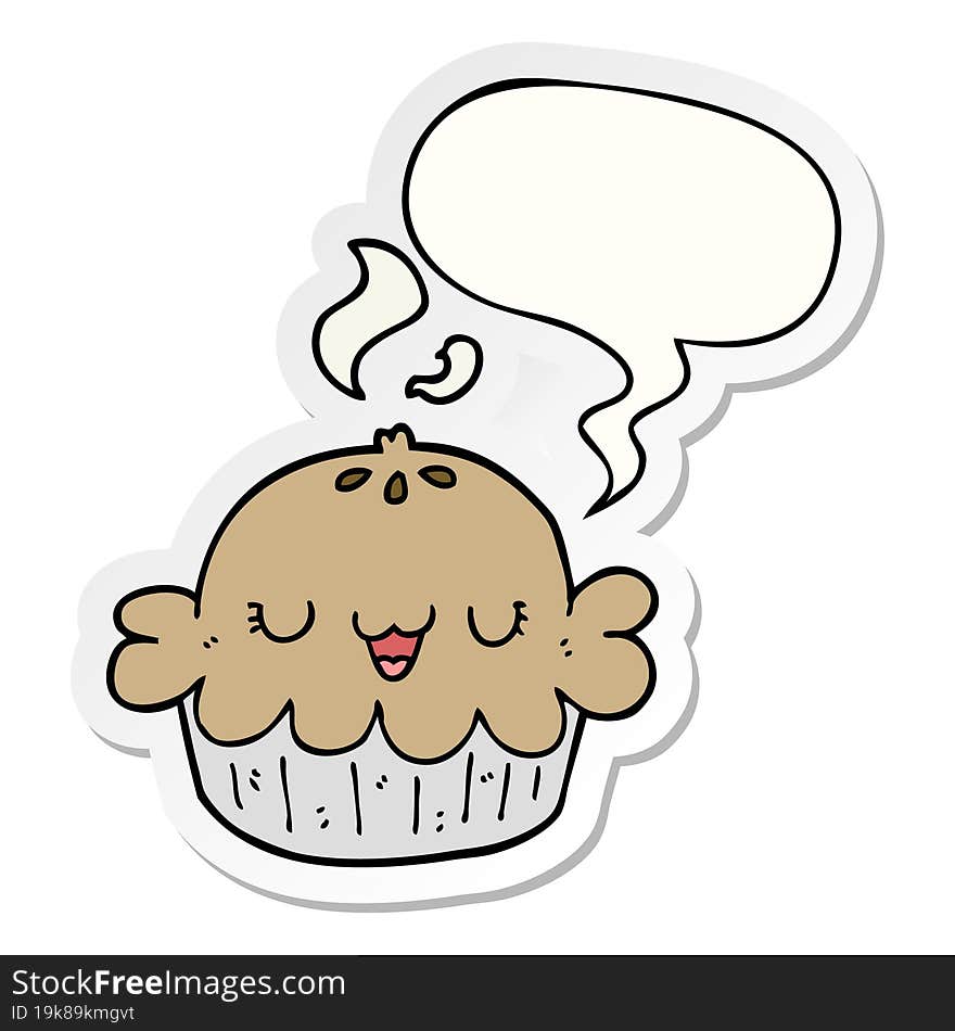 cute cartoon pie and speech bubble sticker