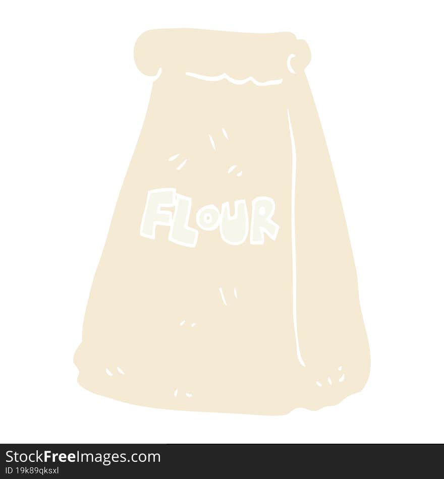 flat color illustration of a cartoon bag of flour