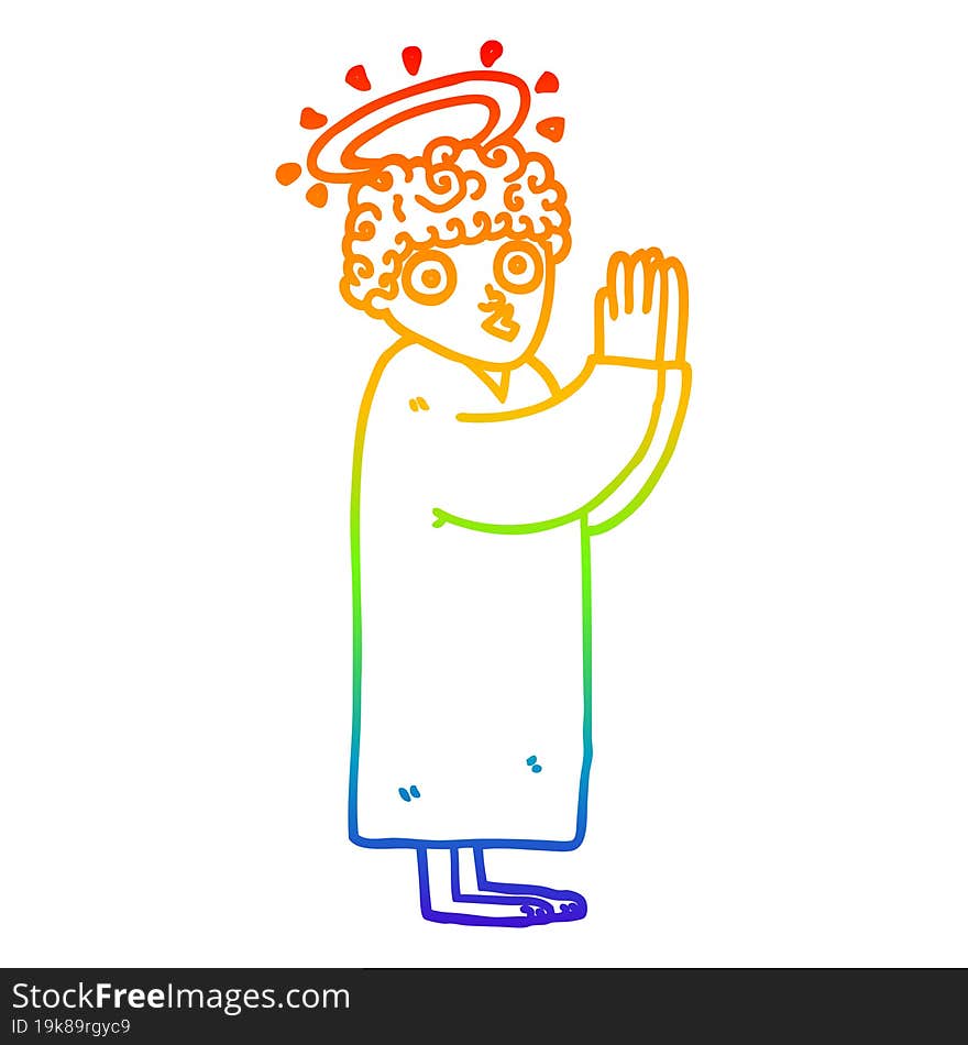 rainbow gradient line drawing cartoon angel praying