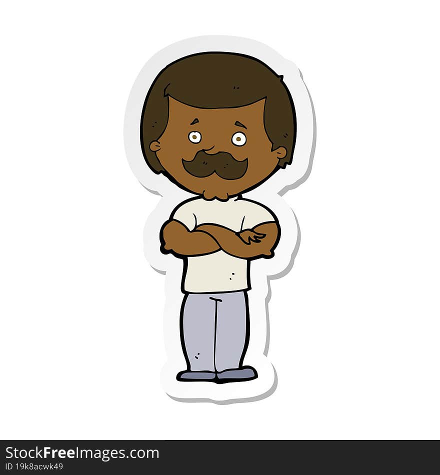 sticker of a cartoon manly mustache man