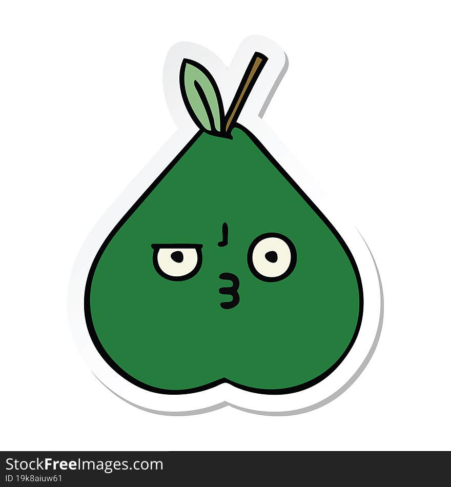 sticker of a cute cartoon pear