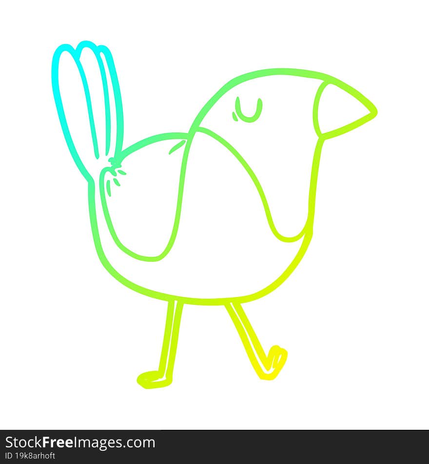 Cold Gradient Line Drawing Cartoon Bird