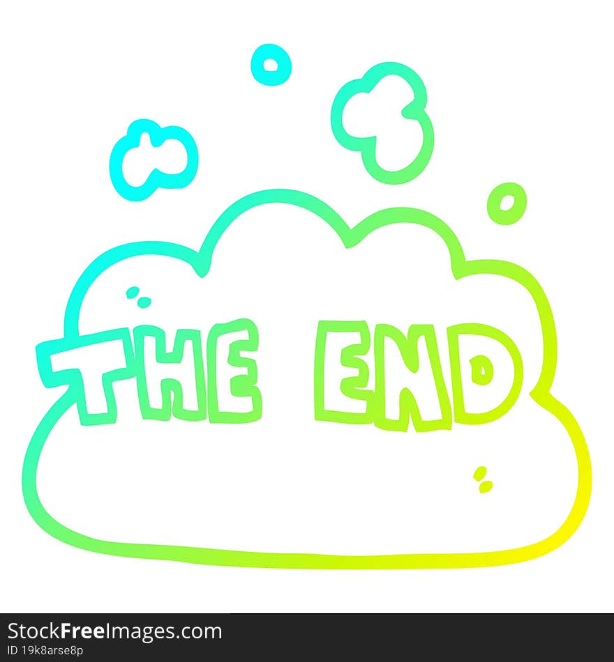 Cold Gradient Line Drawing Cartoon Wording The End