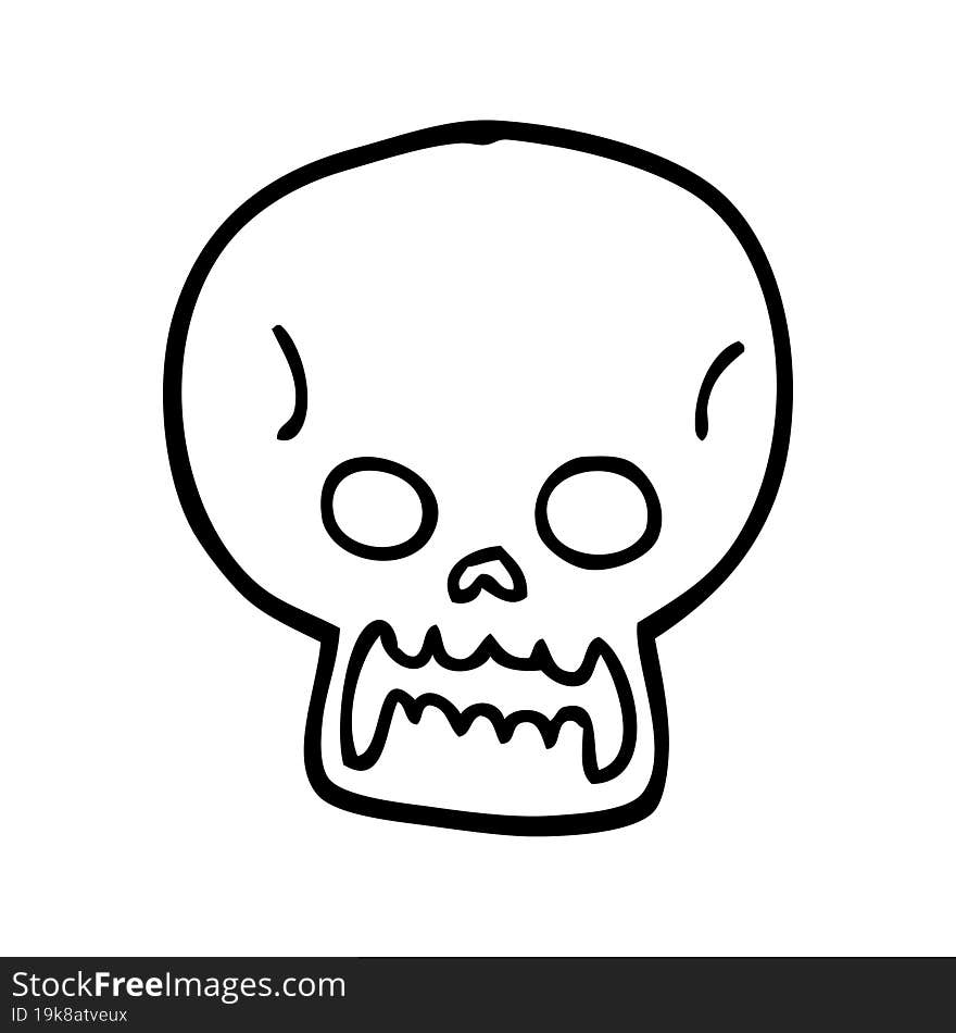 line drawing cartoon halloween skull