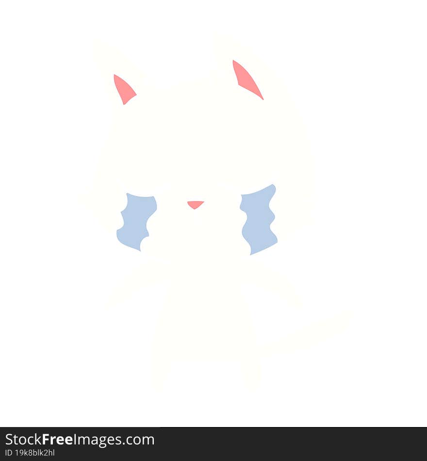 crying flat color style cartoon cat