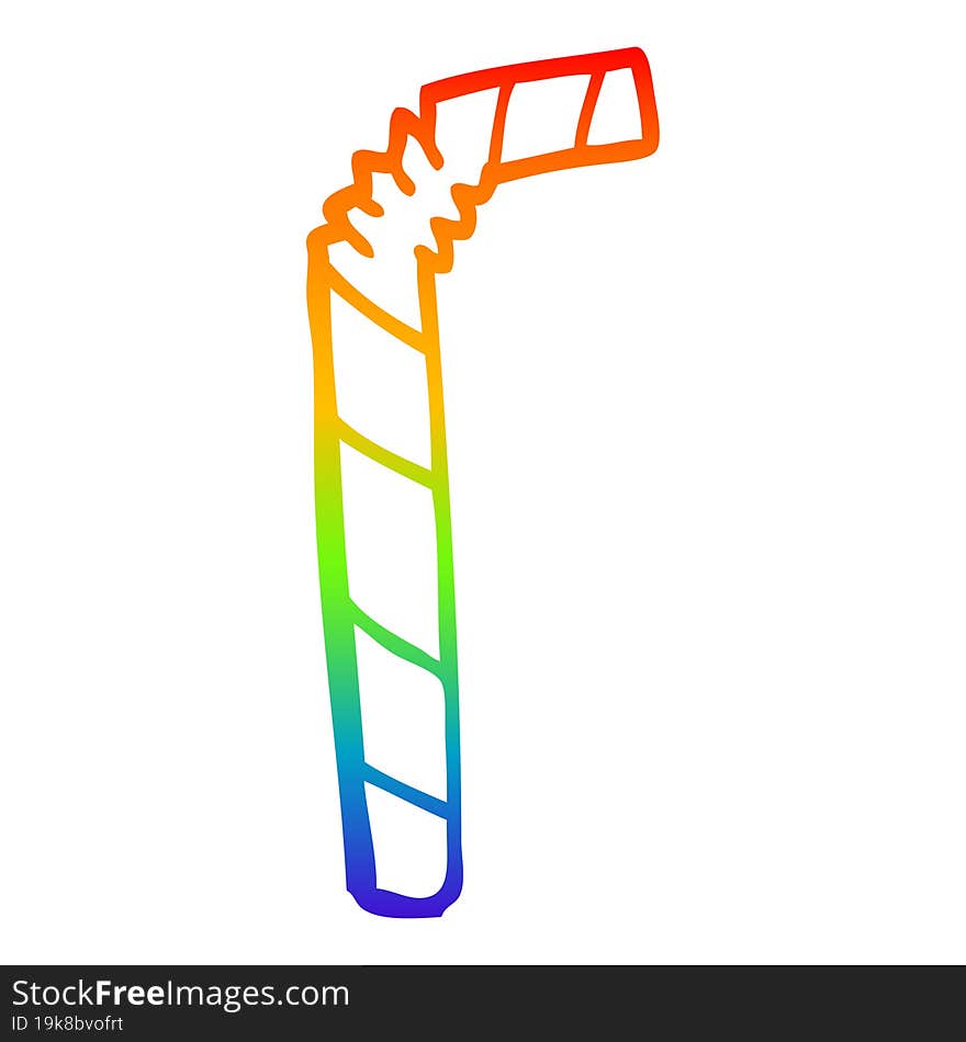 rainbow gradient line drawing cartoon striped straw