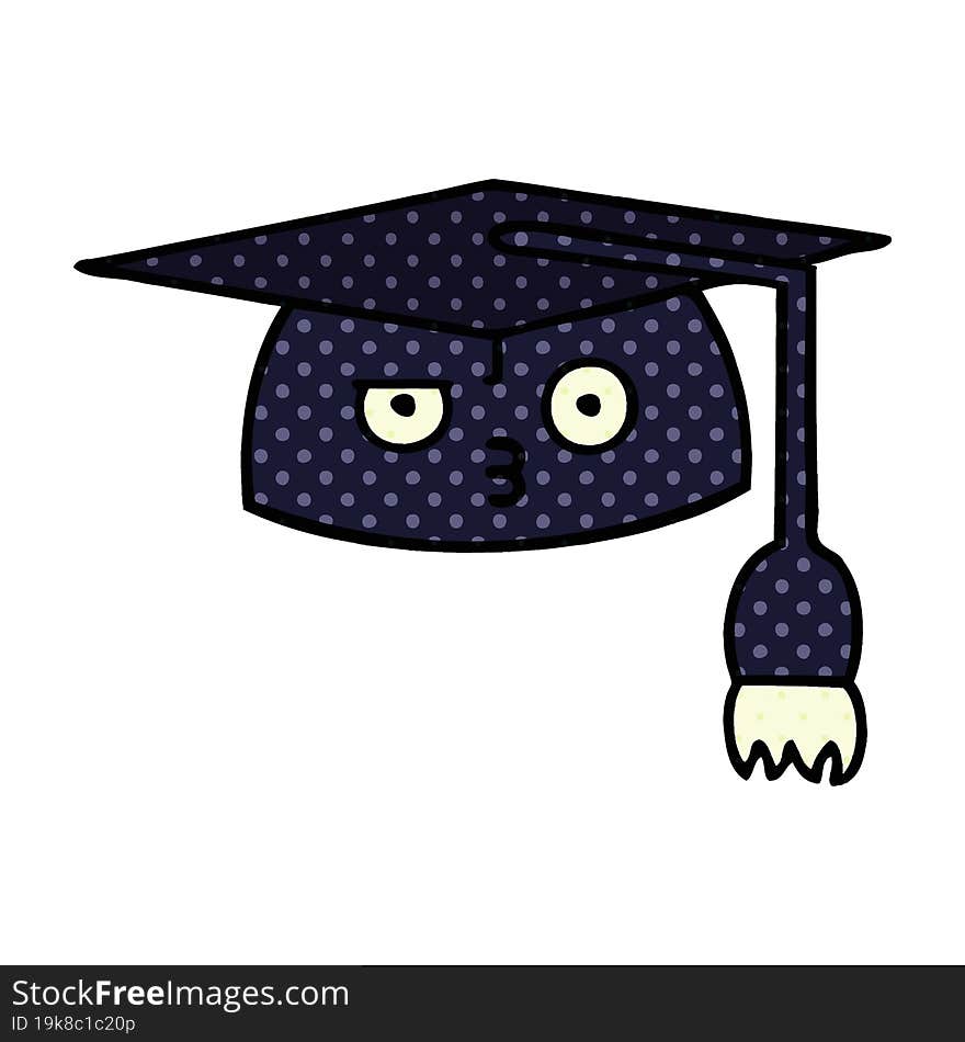 comic book style cartoon graduation hat