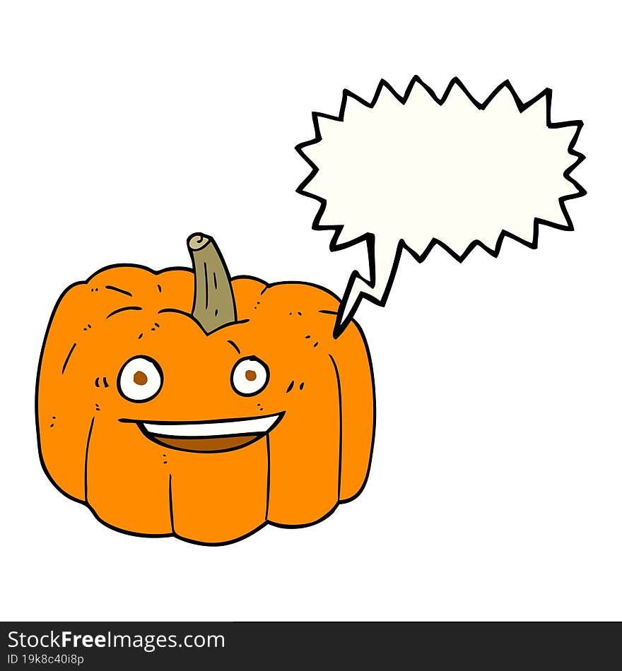 freehand drawn speech bubble cartoon halloween pumpkin