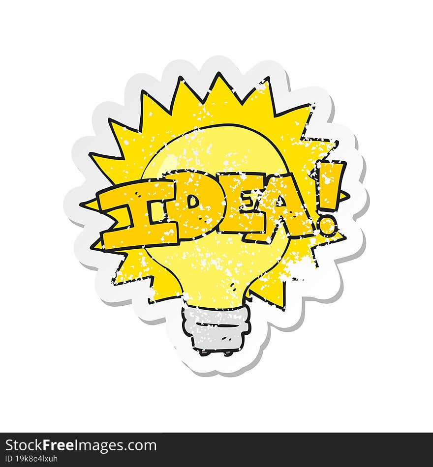 retro distressed sticker of a cartoon idea light bulb symbol