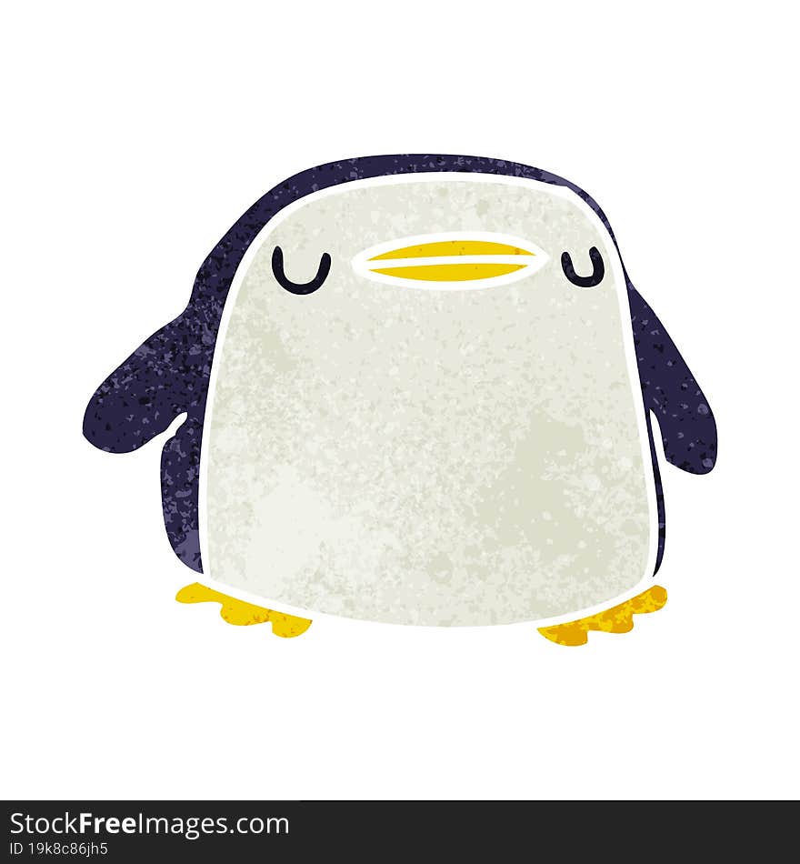 retro cartoon kawaii of a cute penguin