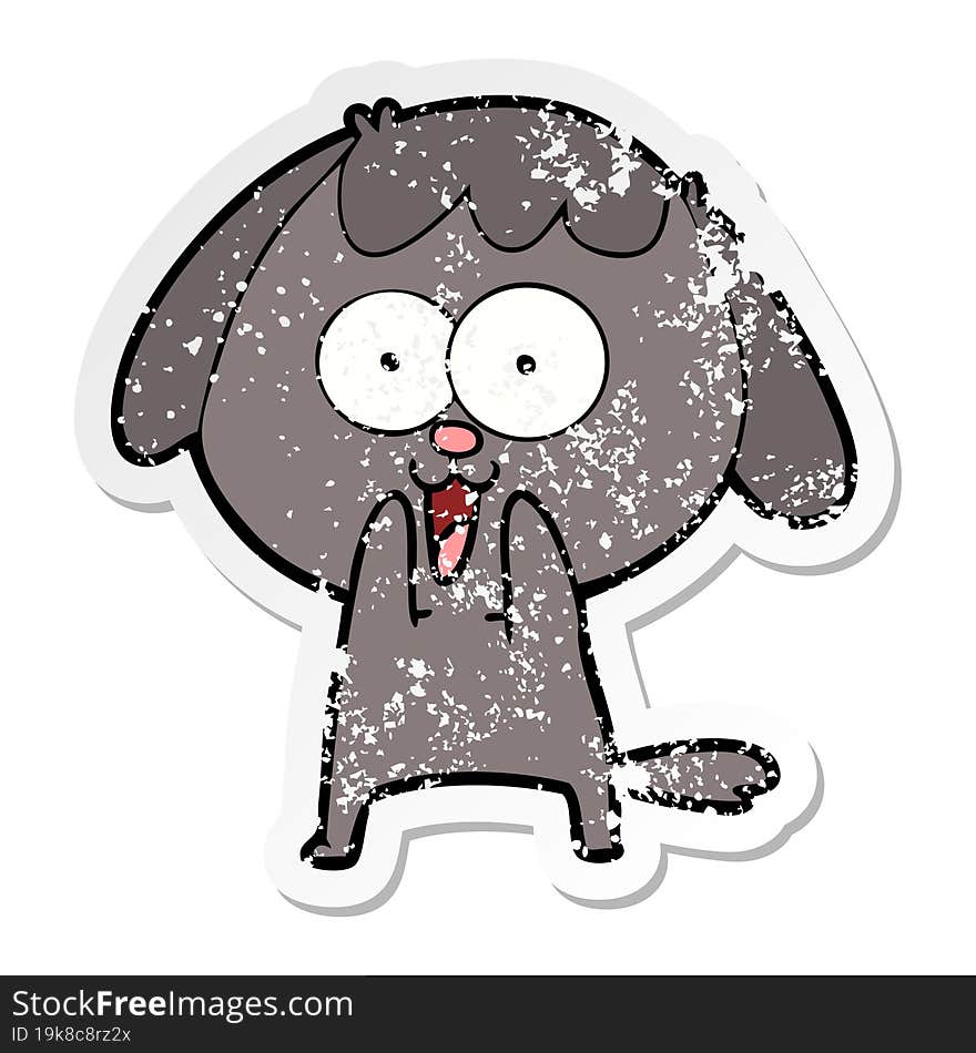 distressed sticker of a cute cartoon dog