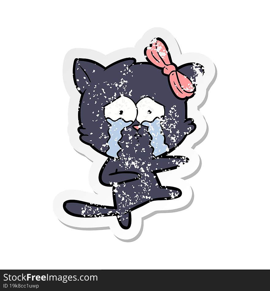 distressed sticker of a cartoon cat
