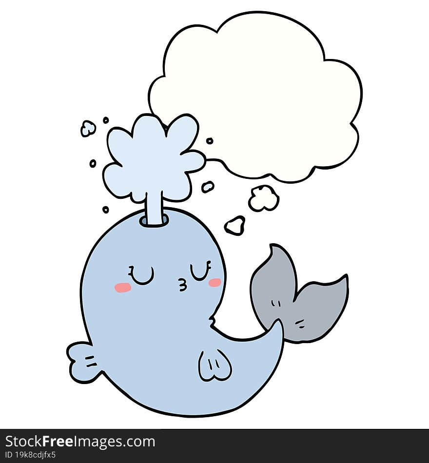 cartoon whale spouting water and thought bubble