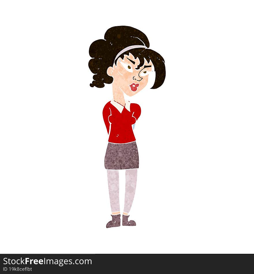 cartoon pretty girl tilting head