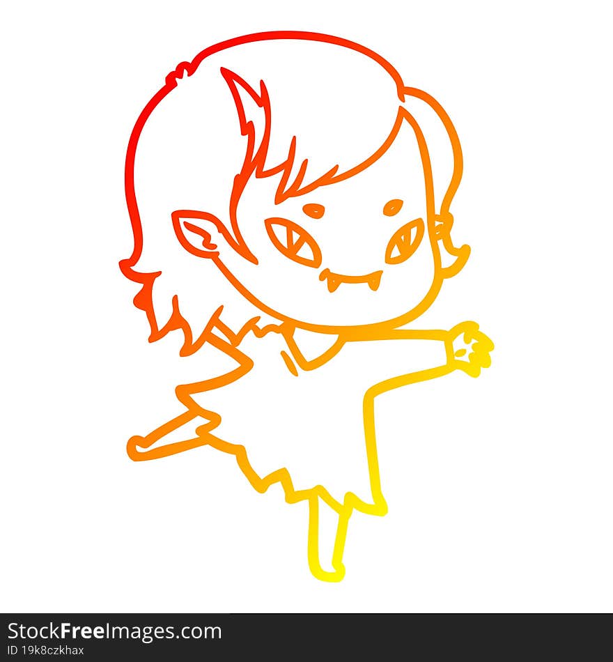 warm gradient line drawing cartoon friendly vampire girl