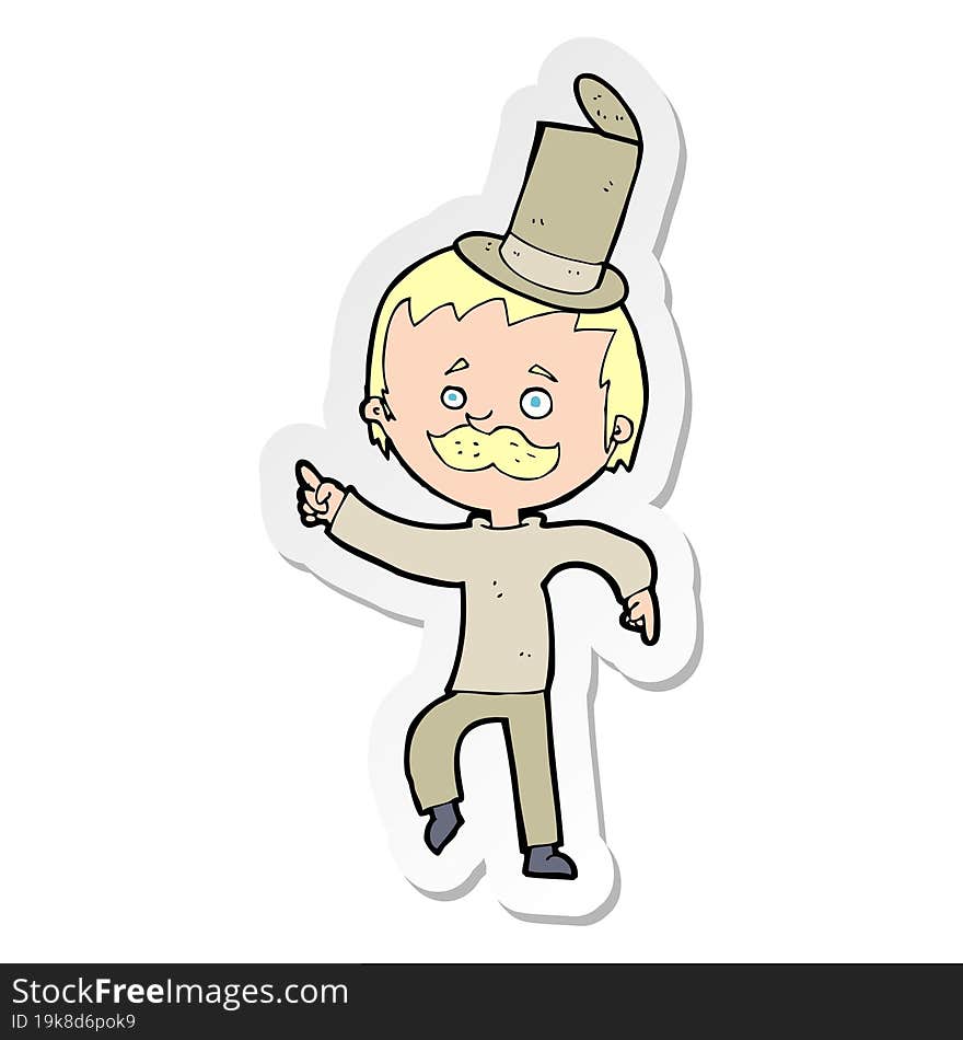 sticker of a cartoon man in broken old hat