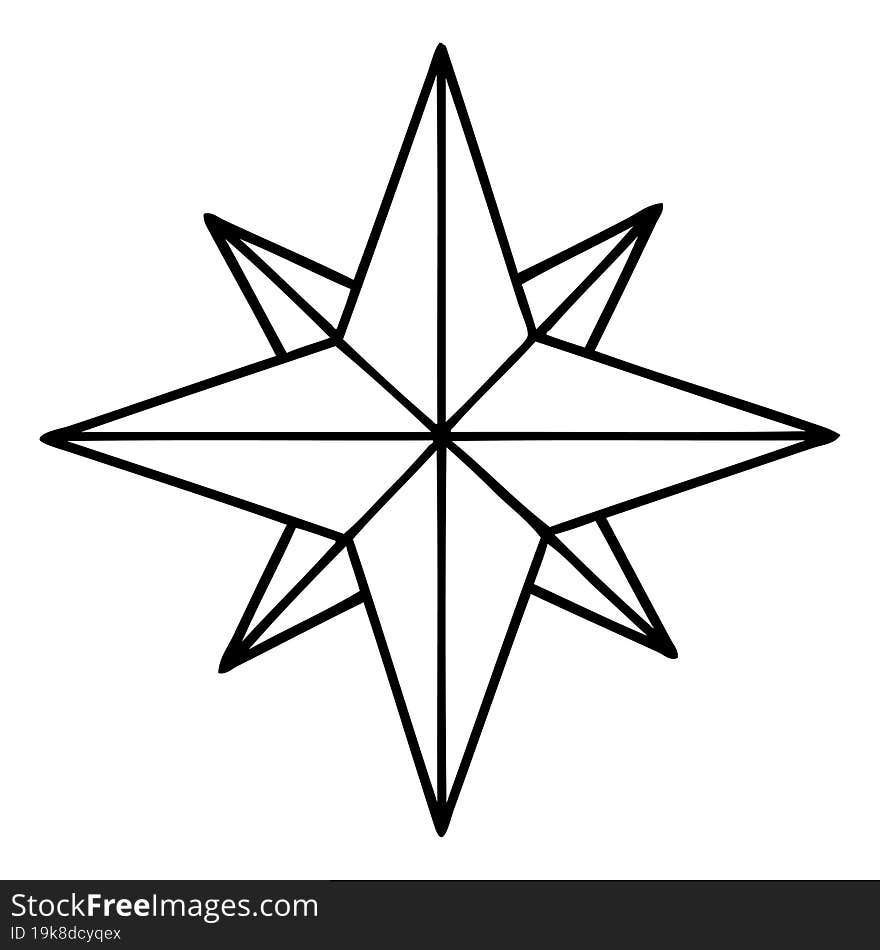 tattoo in black line style of a star. tattoo in black line style of a star