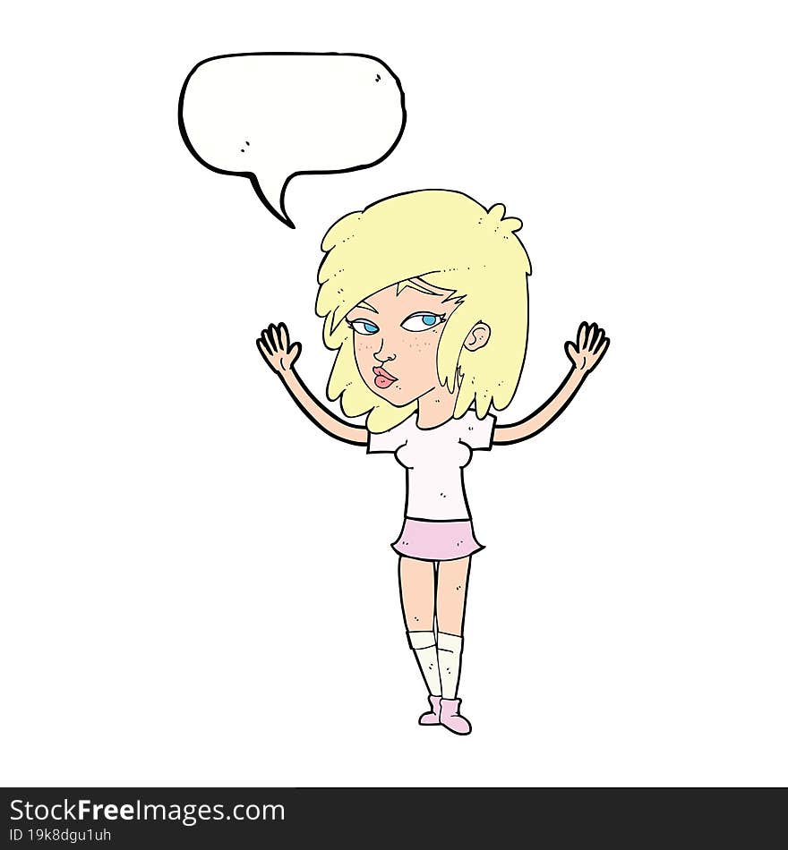 cartoon pretty girl with speech bubble