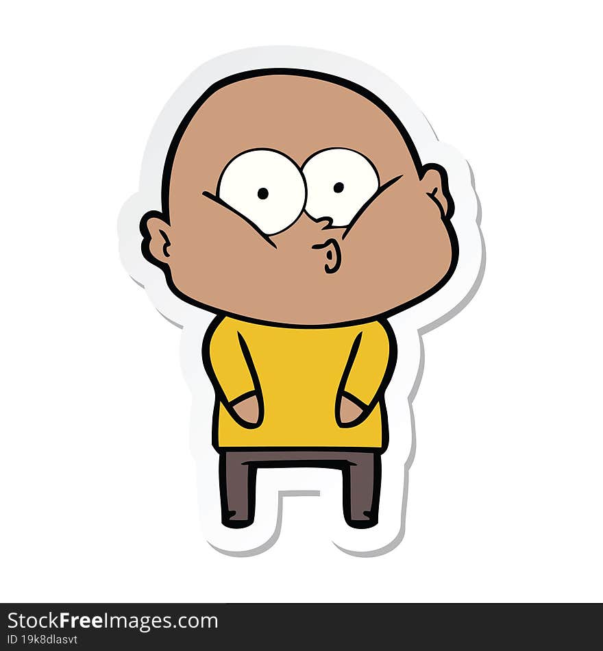 sticker of a cartoon bald man staring