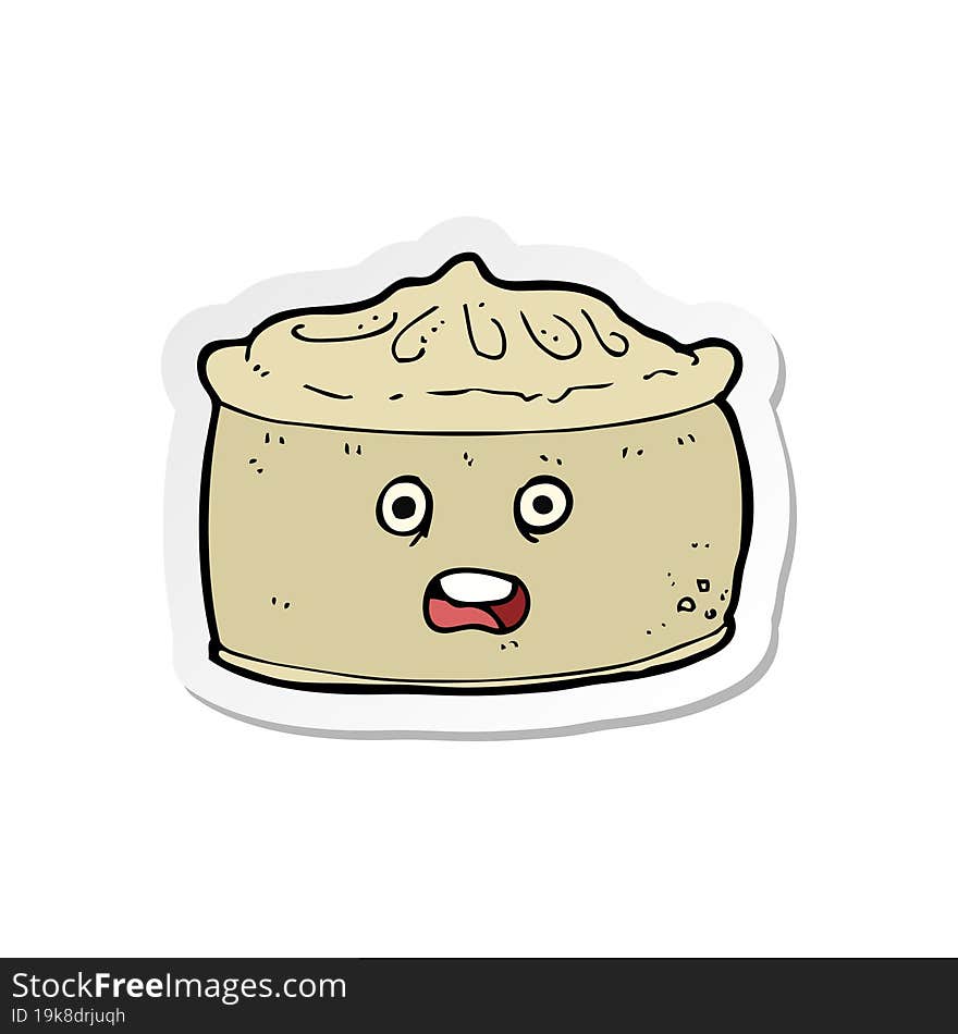 sticker of a cartoon pie with face