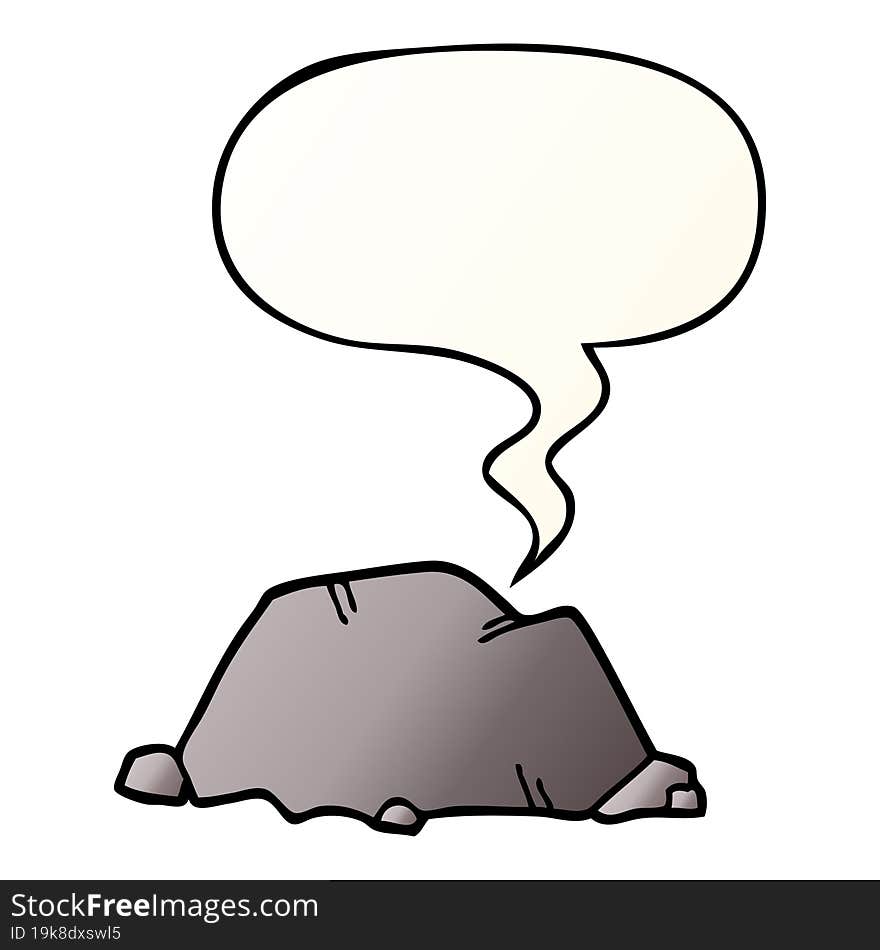 cartoon rock and speech bubble in smooth gradient style