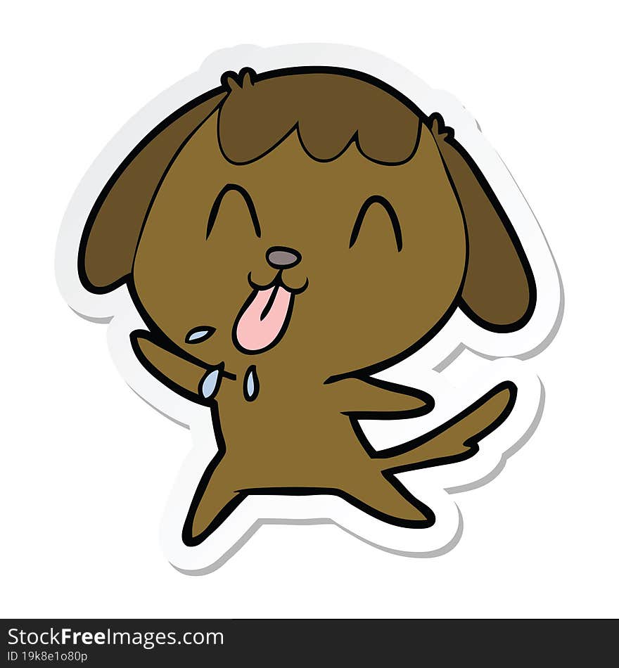 Sticker Of A Cute Cartoon Dog