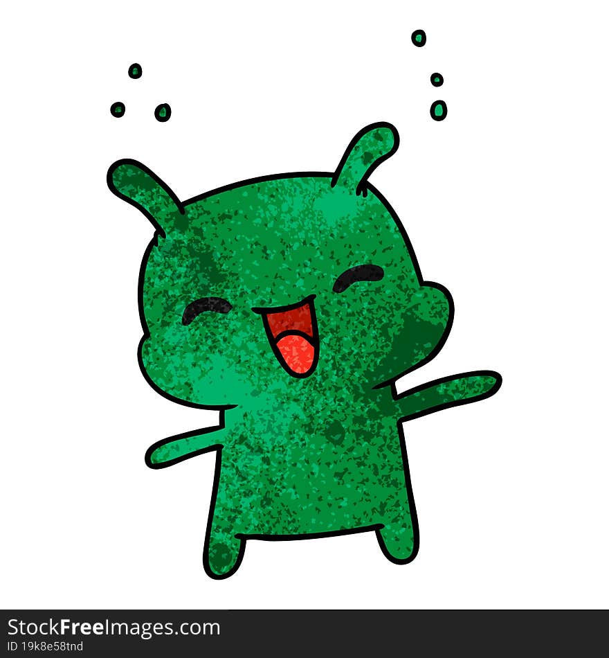 textured cartoon kawaii cute happy alien