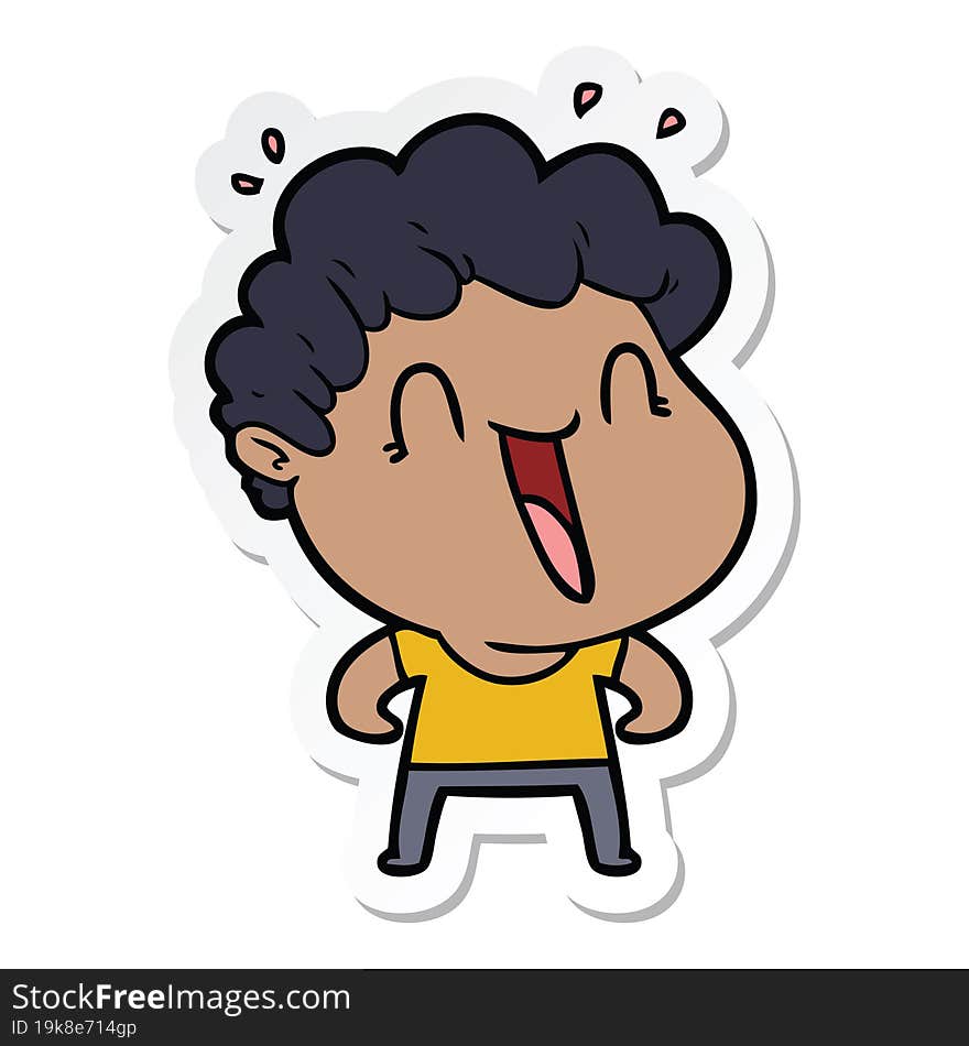 sticker of a cartoon happy man