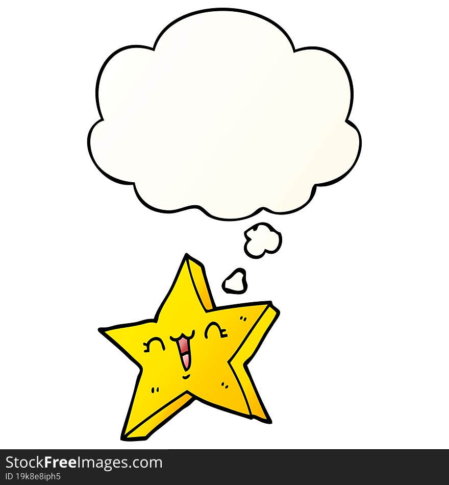 Cute Cartoon Star And Thought Bubble In Smooth Gradient Style