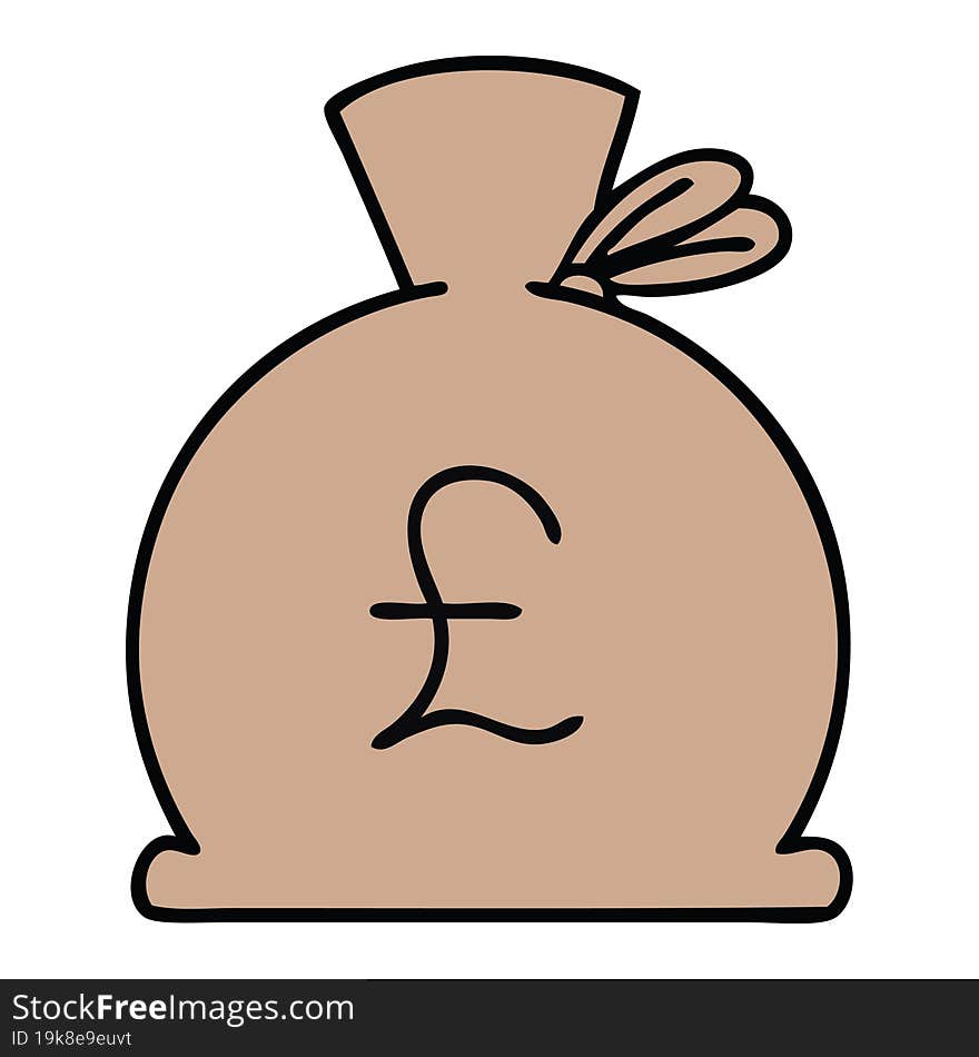 cute cartoon of a bag of money. cute cartoon of a bag of money