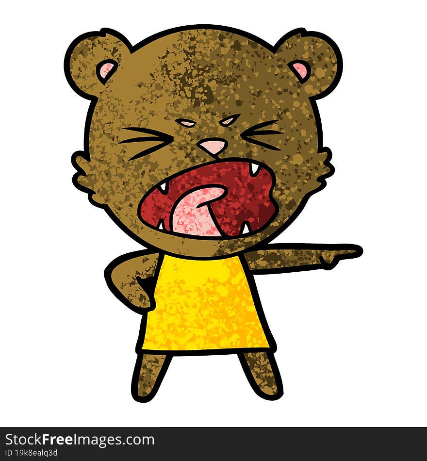 angry cartoon bear in dress shouting. angry cartoon bear in dress shouting