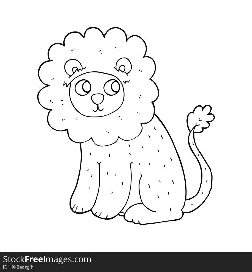 Black And White Cartoon Cute Lion