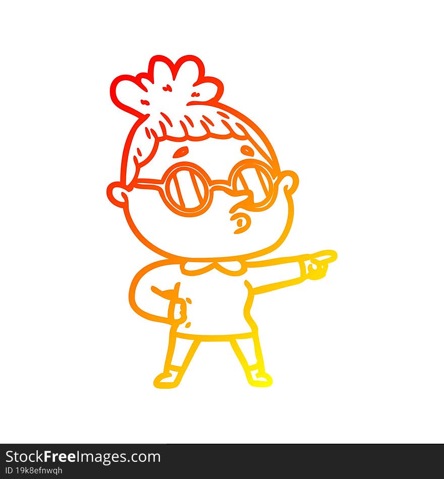 warm gradient line drawing cartoon woman wearing glasses