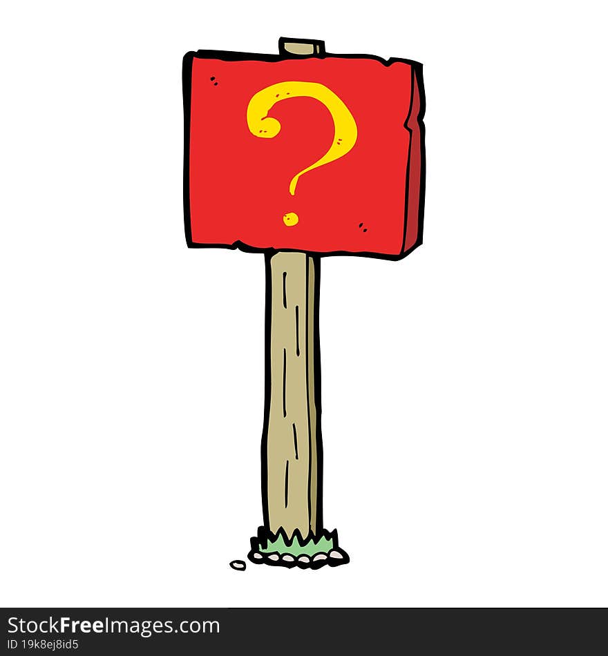 cartoon question mark sign post