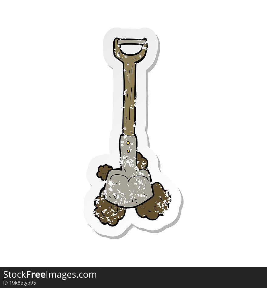 retro distressed sticker of a cartoon shovel