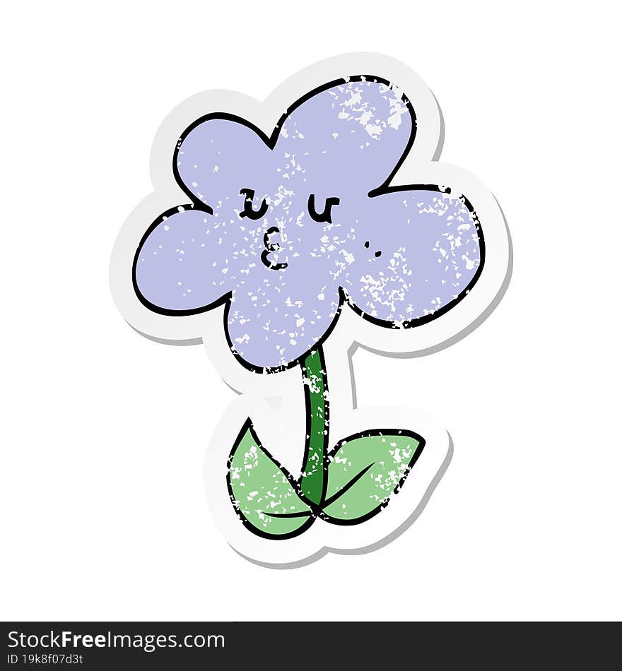 distressed sticker of a cartoon flower