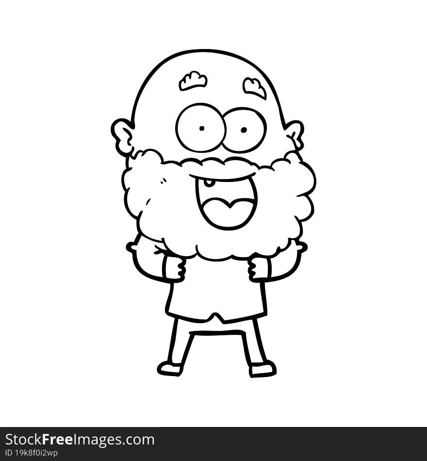 cartoon crazy happy man with beard. cartoon crazy happy man with beard